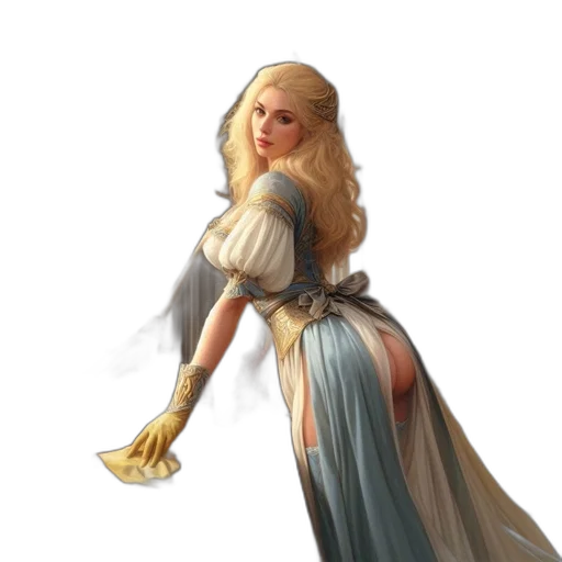dress, staff, sword, fantasy art transparent PNG cut-out