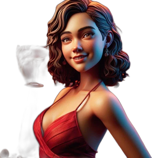 dress, face, concept art, comic book art transparent PNG cut-out