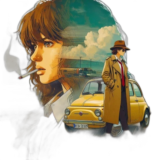 jacket, car, concept art, comic book art transparent PNG cut-out