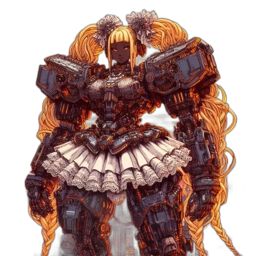 robot, dress, crown, weapon transparent PNG cut-out