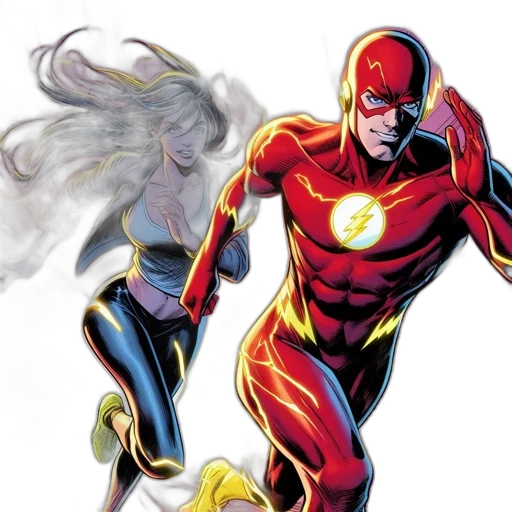comic book art, concept art, flash, female transparent PNG cut-out