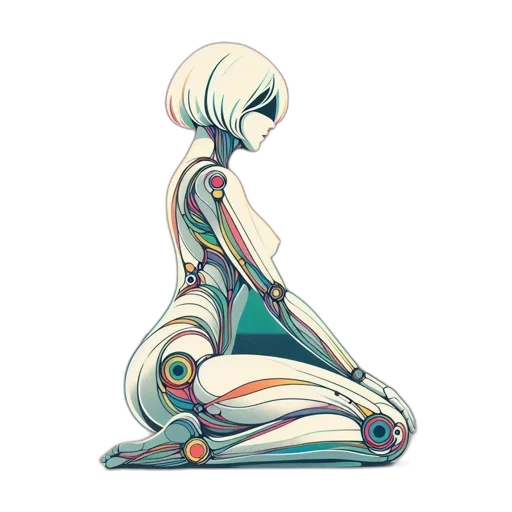 robot, concept art, cyberpunk, pixel art transparent PNG cut-out