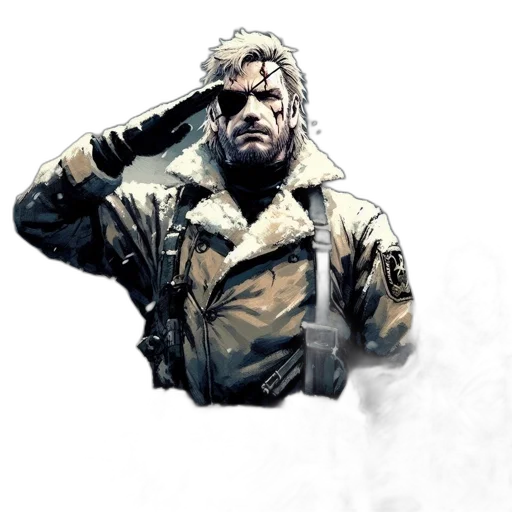 jacket, staff, weapon, face transparent PNG cut-out