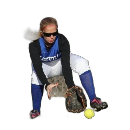 female, softball, player, wearing transparent PNG cut-out