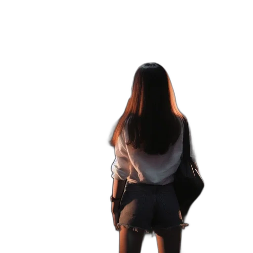 jacket, dress, hair, staff transparent PNG cut-out