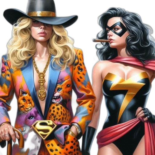 comic book art, concept art, cartoon, two transparent PNG cut-out