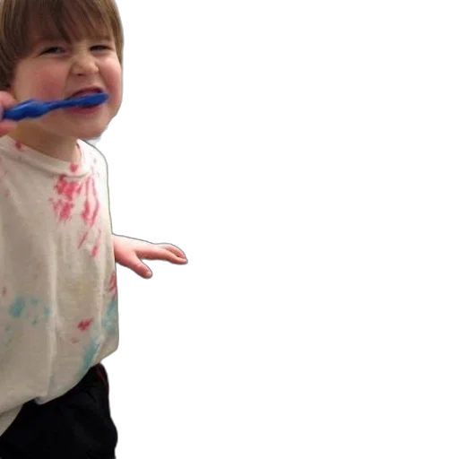 two, children, brush, their transparent PNG cut-out
