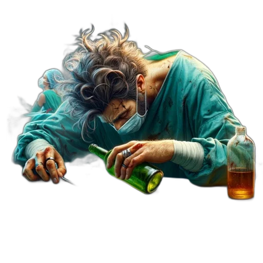 jacket, bottle, face, concept art transparent PNG cut-out