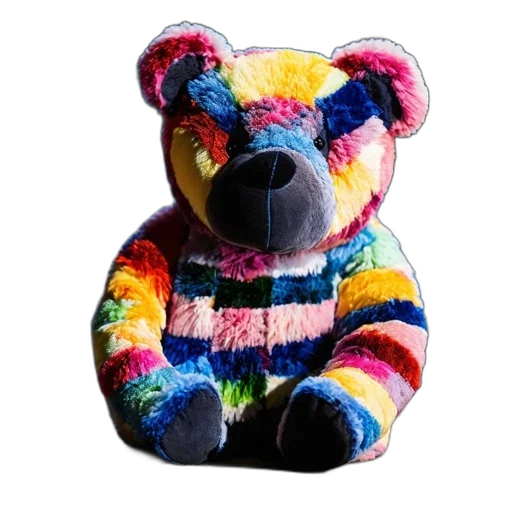animal, multi-colored, patchwork, teddy transparent PNG cut-out