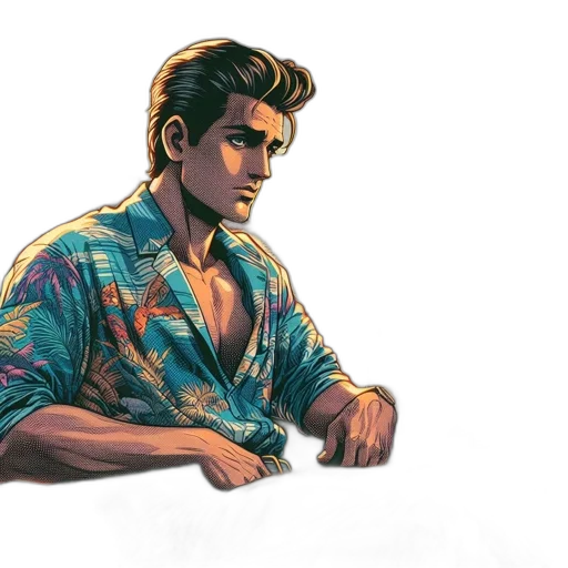 jacket, comic book art, concept art, pixel art transparent PNG cut-out