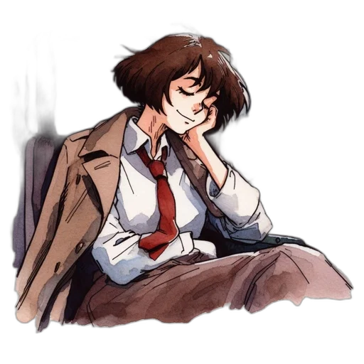 jacket, face, watercolor, anime transparent PNG cut-out