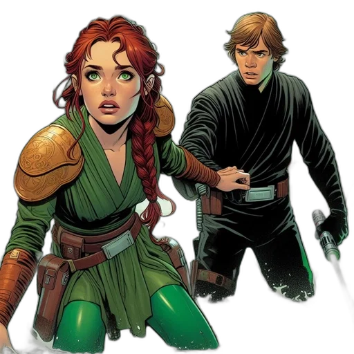 comic book art, concept art, green, earth tones transparent PNG cut-out