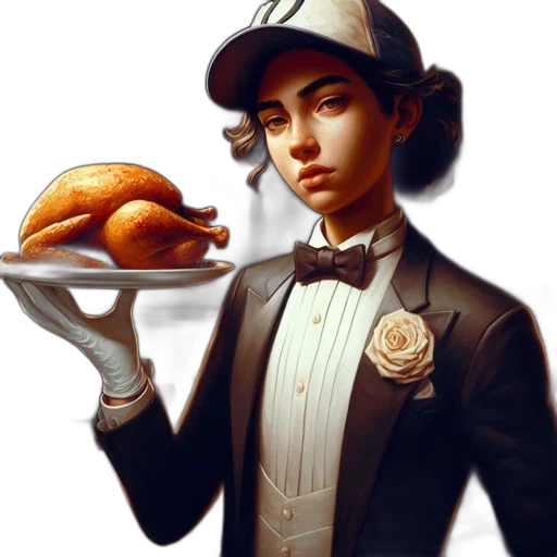 food, hat, staff, photorealistic transparent PNG cut-out