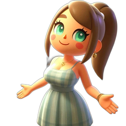 dress, staff, face, 3d render transparent PNG cut-out