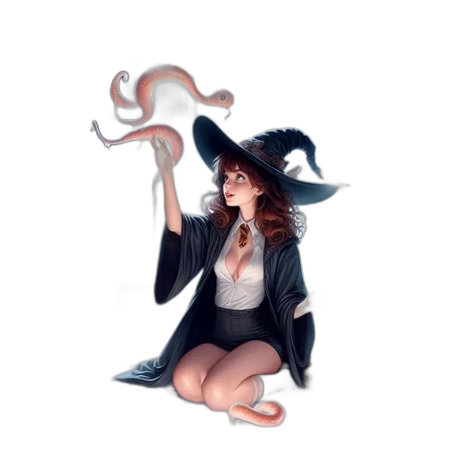 creature, staff, dress, hair transparent PNG cut-out