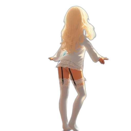 dress, hair, staff, robot transparent PNG cut-out