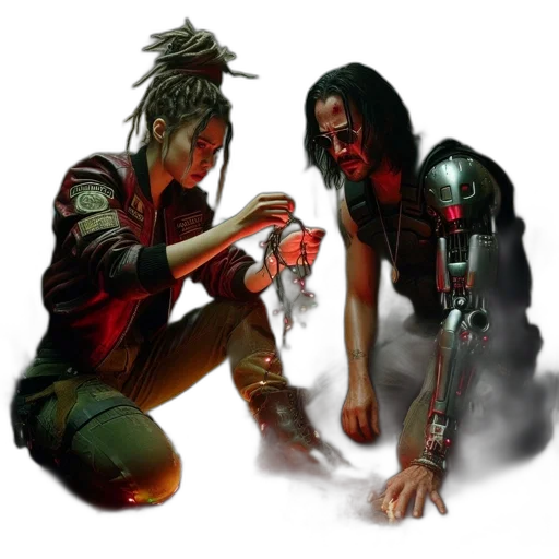 concept art, cyberpunk, comic book art, fantasy art transparent PNG cut-out