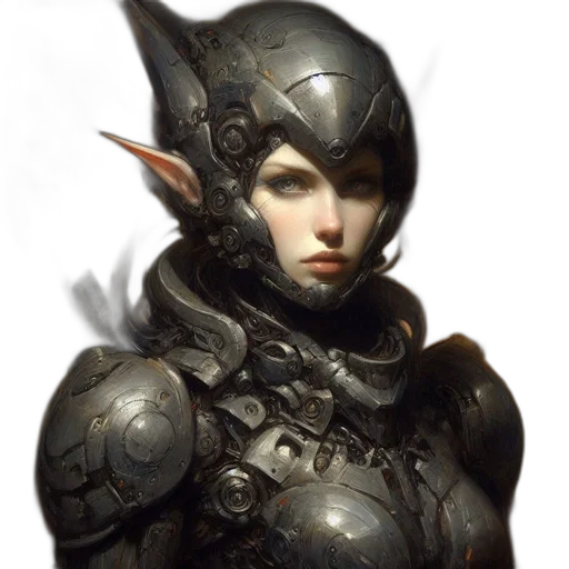 face, robot, sword, fantasy art transparent PNG cut-out