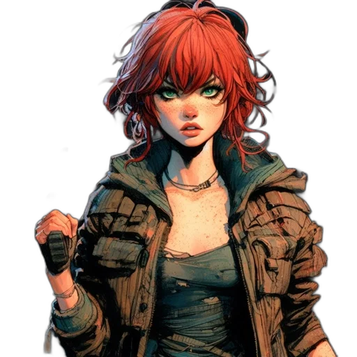 jacket, weapon, face, comic book art transparent PNG cut-out