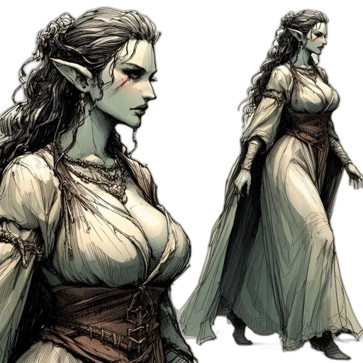 dress, concept art, fantasy art, comic book art transparent PNG cut-out