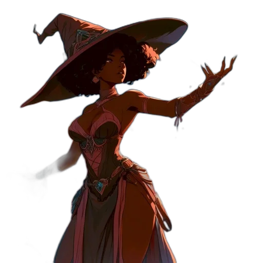 dress, hat, staff, concept art transparent PNG cut-out
