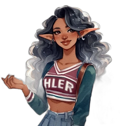 hair, jacket, staff, dress transparent PNG cut-out