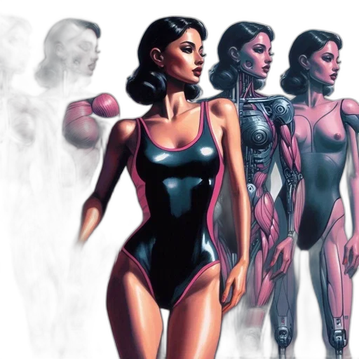 concept art, comic book art, fantasy art, cyberpunk transparent PNG cut-out