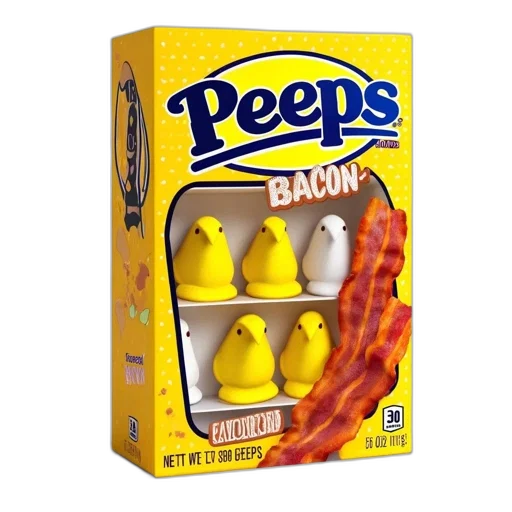 food, humorous, bacon-themed, packaging transparent PNG cut-out