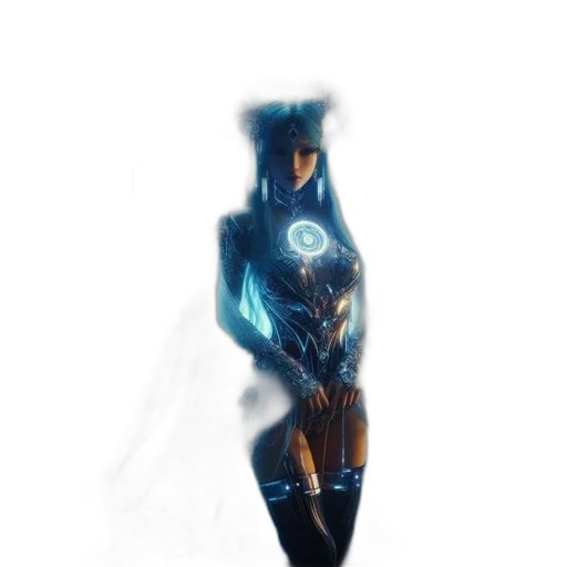 robot, dress, staff, creature transparent PNG cut-out
