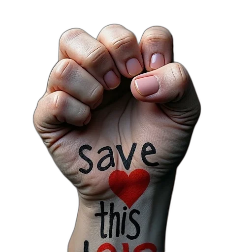 3d render, photorealistic, broken, fist transparent PNG cut-out