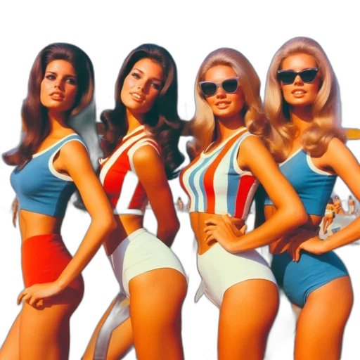 dress, four, women, stand transparent PNG cut-out