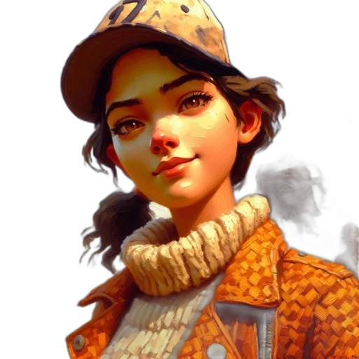 face, jacket, hat, staff transparent PNG cut-out