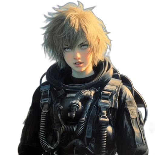 jacket, face, weapon, concept art transparent PNG cut-out