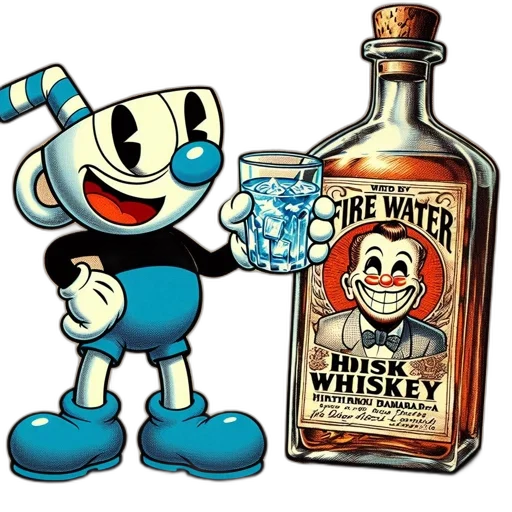 bottle, robot, comic book art, cartoon transparent PNG cut-out