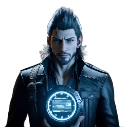 jacket, face, weapon, cyberpunk transparent PNG cut-out