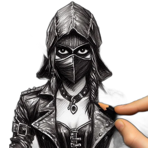 mask, jacket, weapon, concept art transparent PNG cut-out