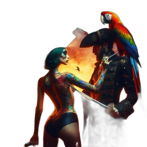 concept art, cyberpunk, fantasy art, pixel art transparent PNG cut-out