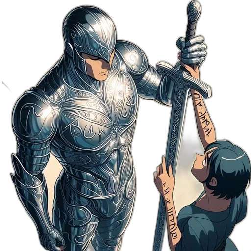 sword, weapon, robot, comic book art transparent PNG cut-out