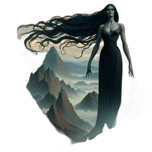 dress, hair, dragon, creature transparent PNG cut-out