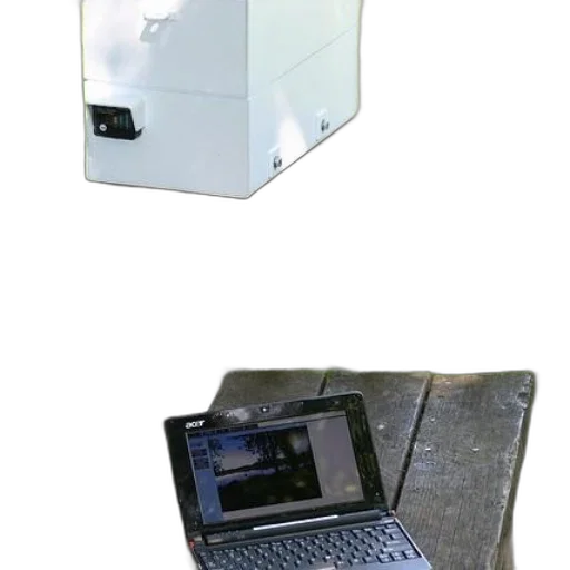 robot, 3d render, laptop, white transparent PNG cut-out
