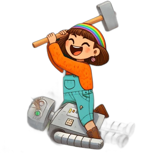 robot, staff, weapon, pixel art transparent PNG cut-out