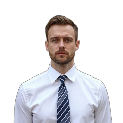 staff, face, jacket, photorealistic transparent PNG cut-out