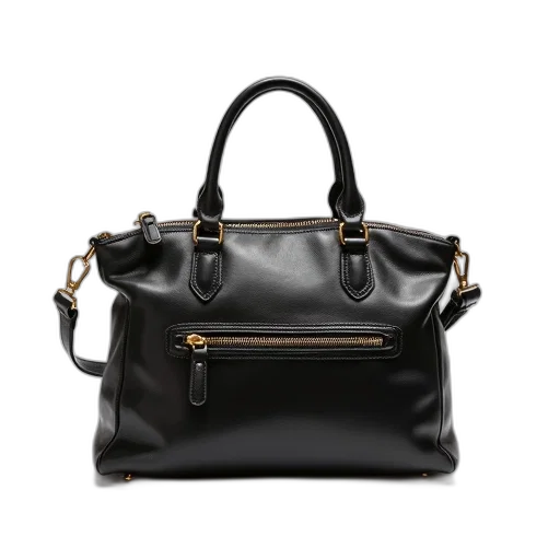 black, leather, handbag, shiny transparent PNG cut-out
