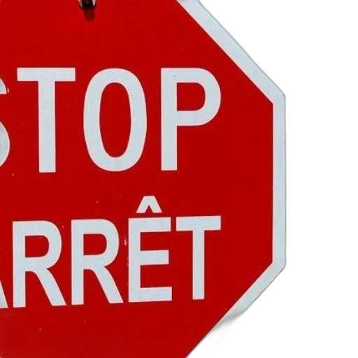 bilingual, stop, sign, french transparent PNG cut-out