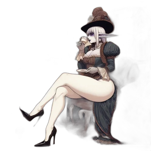 hat, dress, staff, shoes transparent PNG cut-out