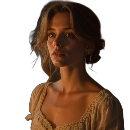 dress, face, jewelry, staff transparent PNG cut-out