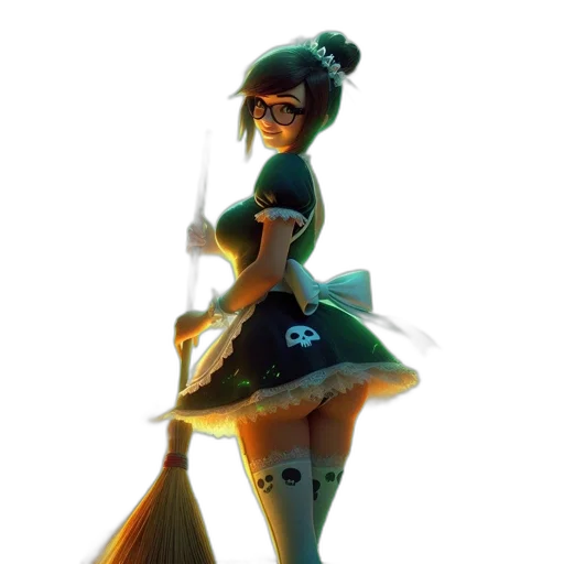 dress, staff, weapon, robot transparent PNG cut-out