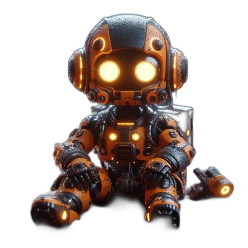 robot, 3d render, concept art, cyberpunk transparent PNG cut-out