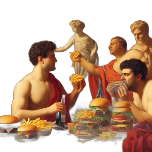 food, concept art, oil painting, photorealistic transparent PNG cut-out