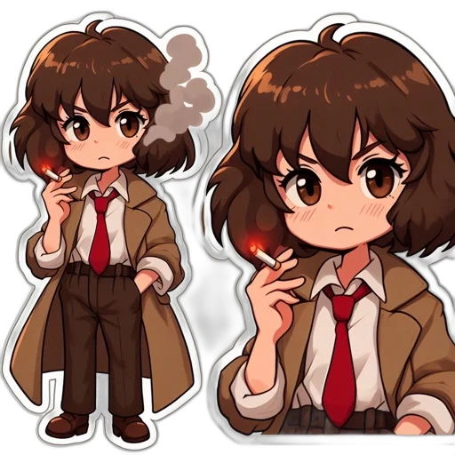 jacket, staff, anime, cartoon transparent PNG cut-out